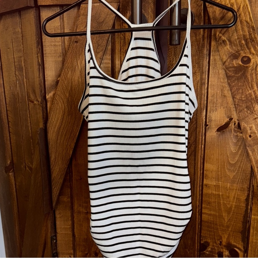 SHEIN Black and White Striped Tank Top